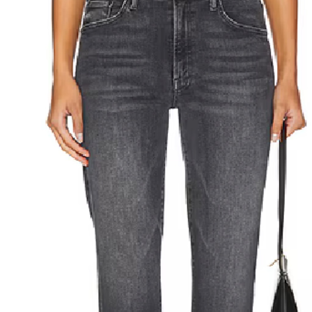 Mother Denim, The Insider Crop Step Fray, Color Up In Smoke (faded black)